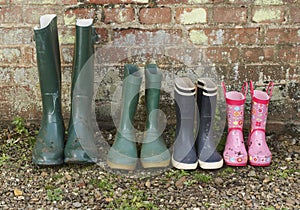 Rubber Boots In Row