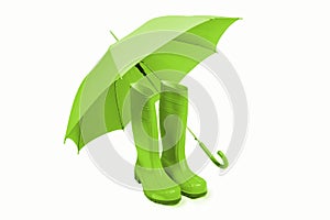 Rubber boots and umbreall isolated