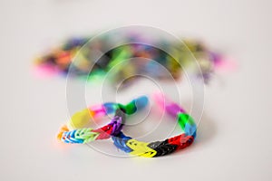 Rubber bracelets on table