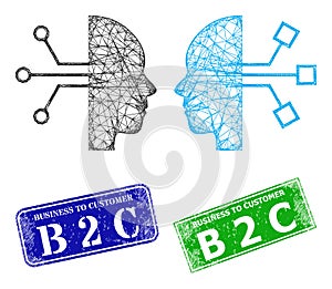 Rubber Business to Customer B 2 C Seals and Triangular Mesh Human Network Interface Icon