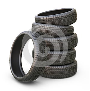 Rubber car tire or tyre. 3D icon