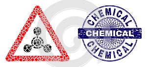 Rubber Chemical Stamp Seal and Geometric Chemical Warning Mosaic