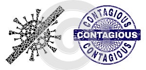 Rubber Contagious Badge and Geometric No Contagious Virus Mosaic