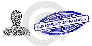 Rubber Customer Testimonials Seal and Recursive Spawn Persona Icon Composition