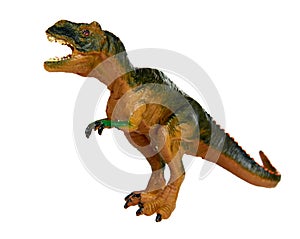 Rubber dinosaur toy. Prehistoric wild animal, danger beast