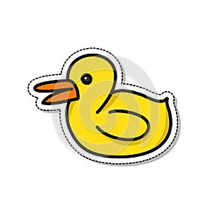 Rubber duck doodle icon, vector illustration