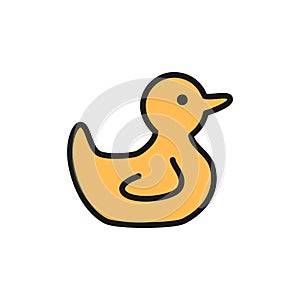 Rubber duck flat color icon. Isolated on white background