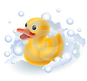 Rubber duck in foam photo