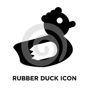 Rubber Duck icon vector isolated on white background, logo concept of Rubber Duck sign on transparent background, black filled