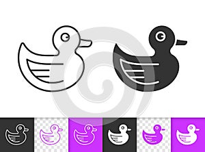 Rubber Duck Kid game simple black line vector icon