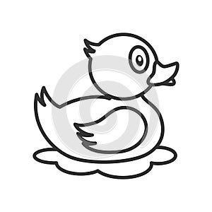 Rubber Duck Outline Flat Icon on White