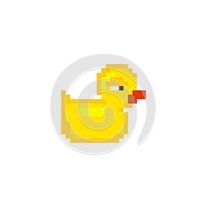 Rubber duck pixel art isolated. 8 bit toy. pixelated Vector illustration