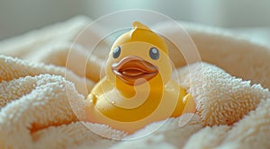 rubber duck on a towel