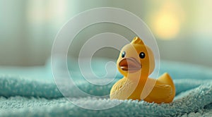 rubber duck on a towel