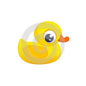 Rubber Duck Toy. Minimalistic Flat Color Icon. Pictogram Symbol. Cartoon ducky vector illustration.