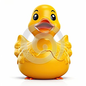 Rubber duck toy on white background. Cute rubber duck on white background, generative