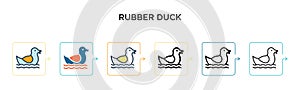 Rubber duck vector icon in 6 different modern styles. Black, two colored rubber duck icons designed in filled, outline, line and