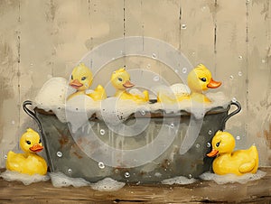 Rubber duckies at bathtime