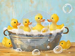 Rubber duckies at bathtime