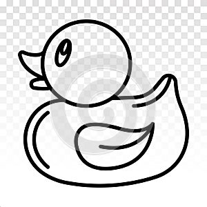 Rubber ducks or ducky bath toy line art icons for apps or websites