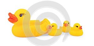 Rubber ducks isolated on a white background