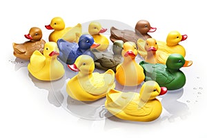 rubber ducks isolated on white background. Generated by AI