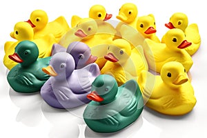 rubber ducks isolated on white background. Generated by AI