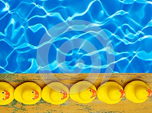 Rubber ducks near the pool