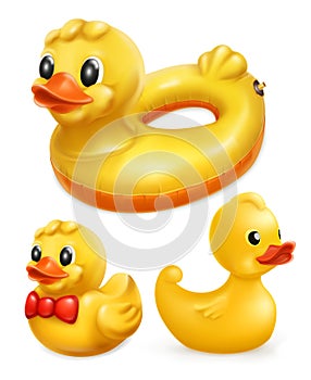 Rubber ducks, vector icon set