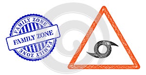 Rubber Family Zone Stamp and Network Hurricane Warning Web Mesh