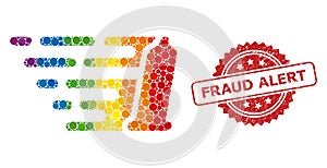 Rubber Fraud Alert Stamp and Bright Colored Preservative Collage