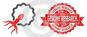 Rubber Genome Research Stamp and Net Virus Penetrating Cell Icon
