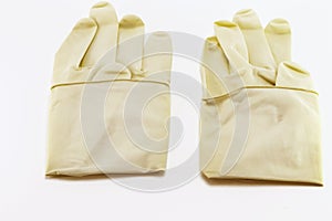 Rubber gloves on a white background