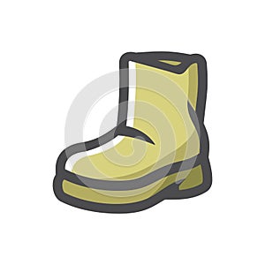 Rubber Green Boot Vector icon Cartoon illustration.