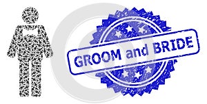 Rubber Groom and Bride Stamp and Recursion Groom Icon Mosaic