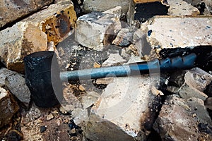 Rubber Hammer Demolish Bricks