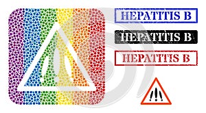 Rubber Hepatitis B Badge and Dot Mosaic Multiple Danger Sign Stencil Pictogram for LGBT photo