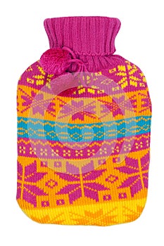 Rubber hot water bottle in a knitted cover color