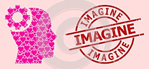 Rubber Imagine Seal and Pink Heart Brain Gear Collage