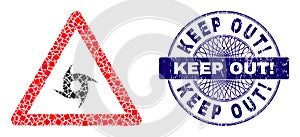 Rubber Keep Out! Stamp and Geometric Hurricane Warning Mosaic