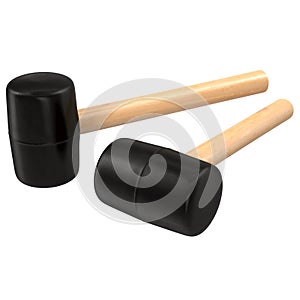 Rubber mallet isolated over a white 3D Illustration