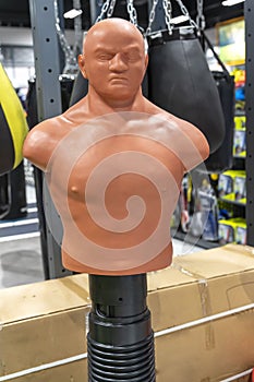 a rubber mannequin for boxing. Boxing dummy fighter for kick training
