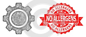 Rubber No Allergens Seal and Network Cog Wheel Icon