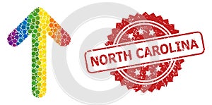 Rubber North Carolina Stamp and LGBT Up Arrow Mosaic