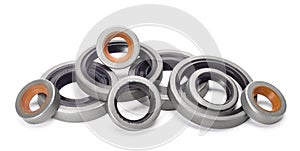 Rubber oil seals for shafts and for car motor engines on white