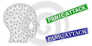 Rubber Panic Attack Imprints and Triangular Mesh Man Tear Icon