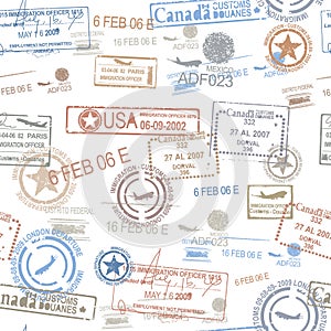 Rubber passport stamps travel symbol