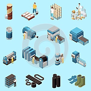 Rubber Production Technology Isometric Set