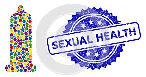 Rubber Sexual Health Stamp Seal and Multicolored Collage Condom