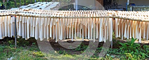 Rubber sheets hang on bamboo hanger